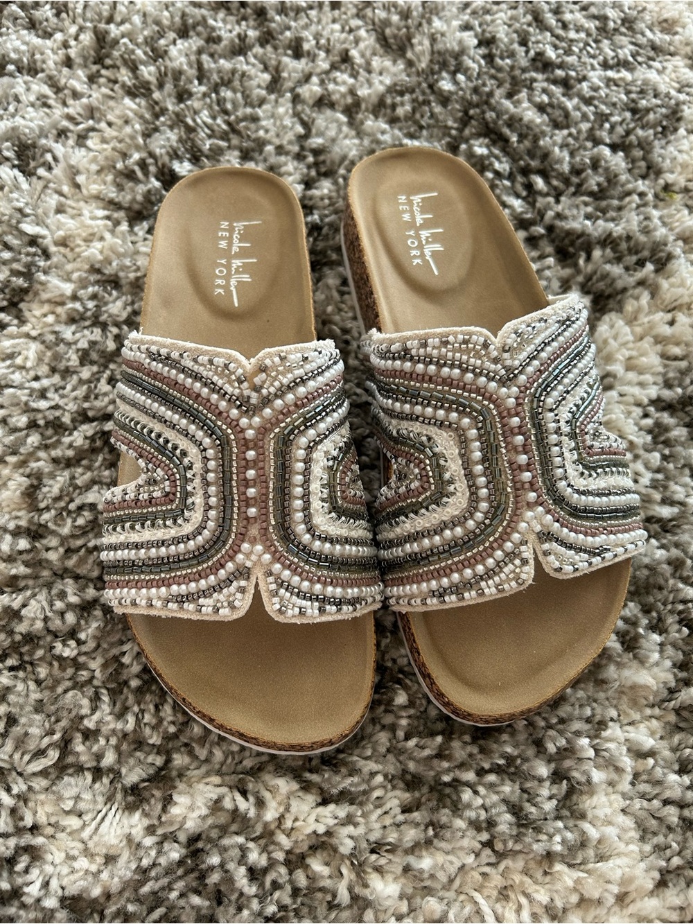 Nicole Miller Beaded Slide Sandals - Picture 2 of 6